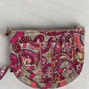 Vera Bradley Little Flap Hipster Crossbody Bag Paisley Meets Plaid Pink 2012 EUC